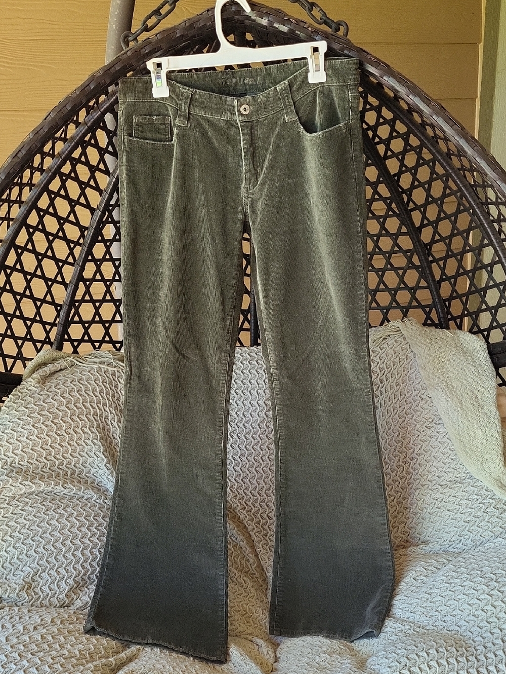 Vintage Olive Green Flare Corduroy Pants